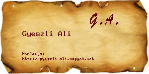Gyeszli Ali névjegykártya